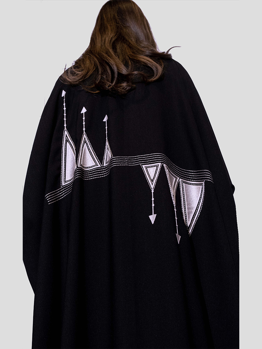 Black abaya with back embroidery