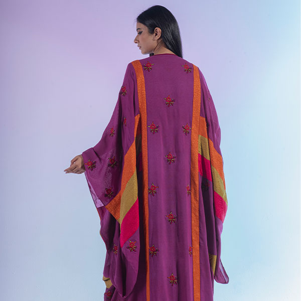 Traditional Najdi dress made of bisht material, hand embroidered