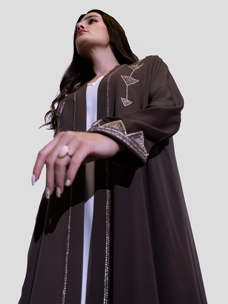 Embroidered abaya on chest and sleeves