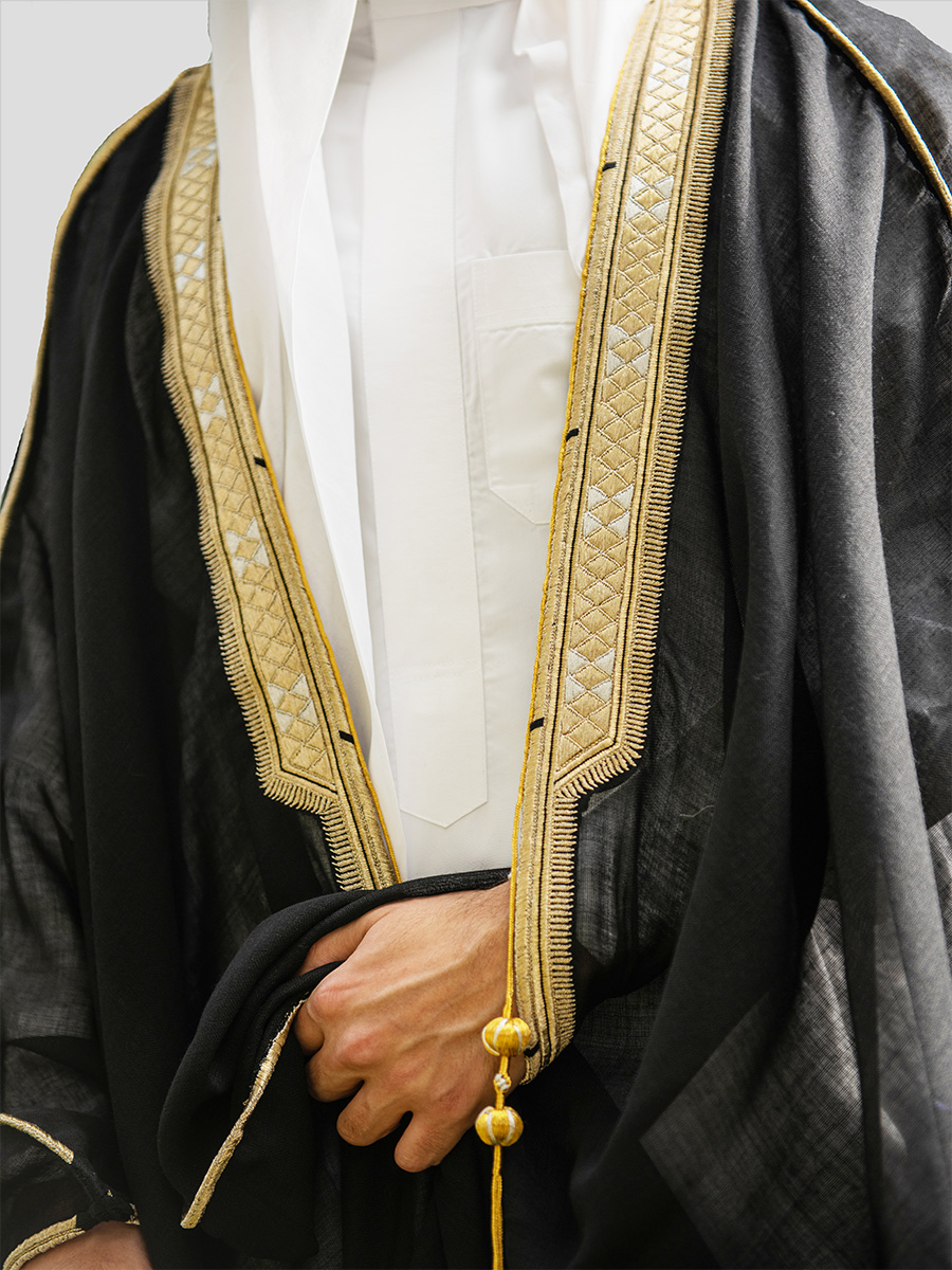 Black hand embroidered mens Bisht