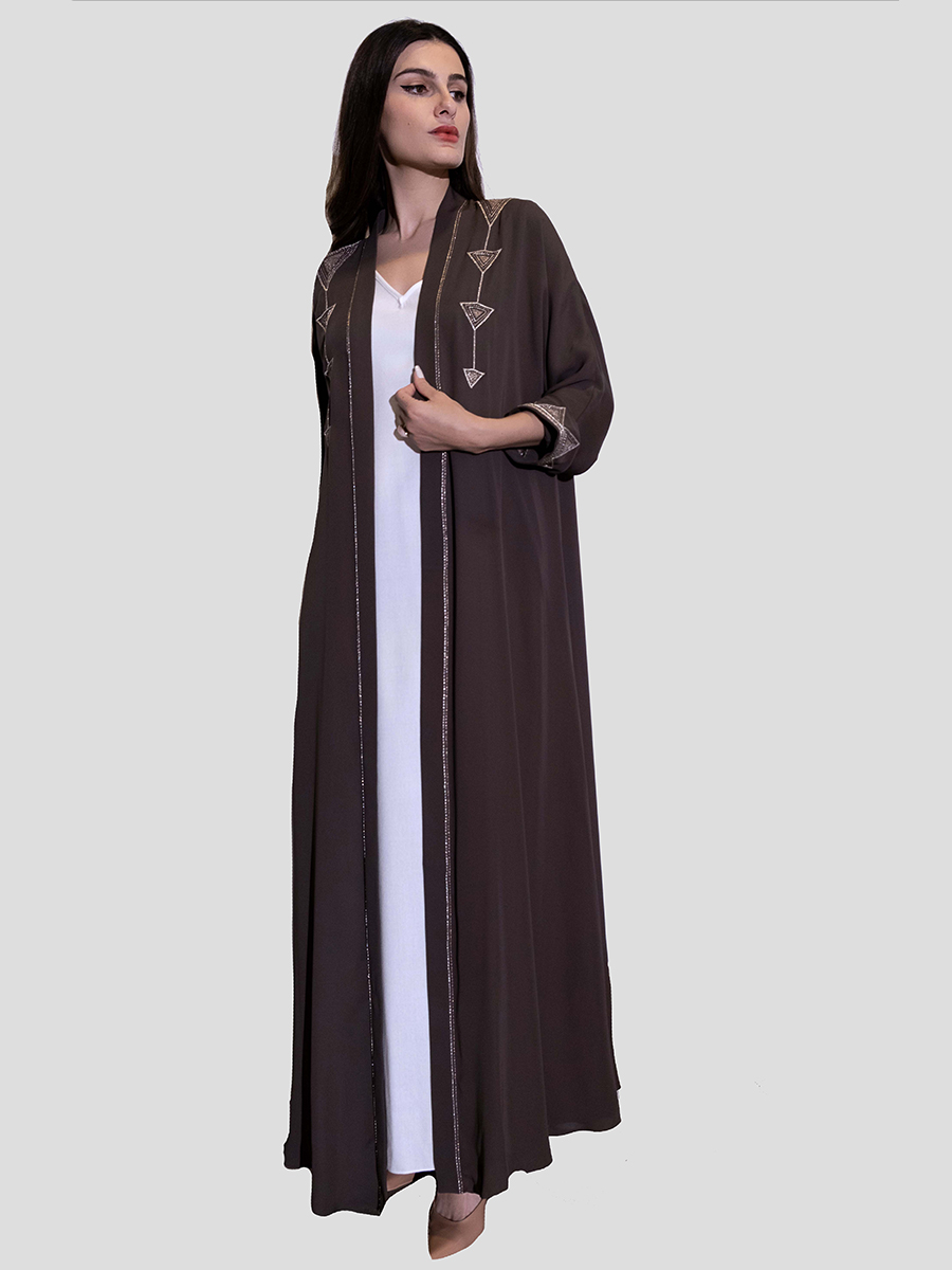 Embroidered abaya on chest and sleeves