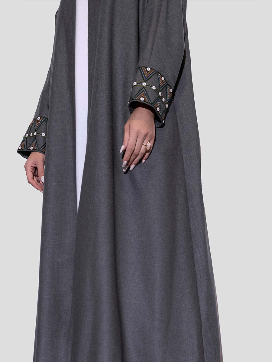 gray abaya with special liner