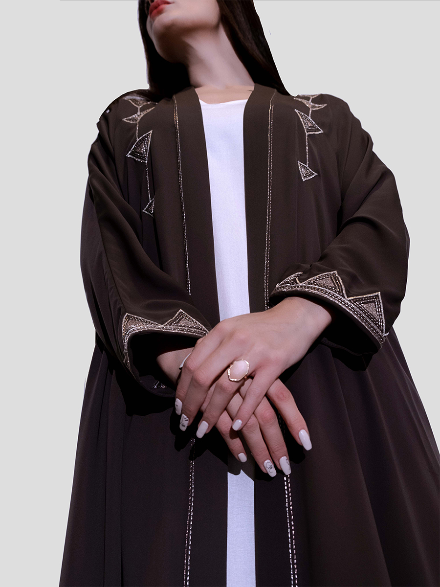 Embroidered abaya on chest and sleeves