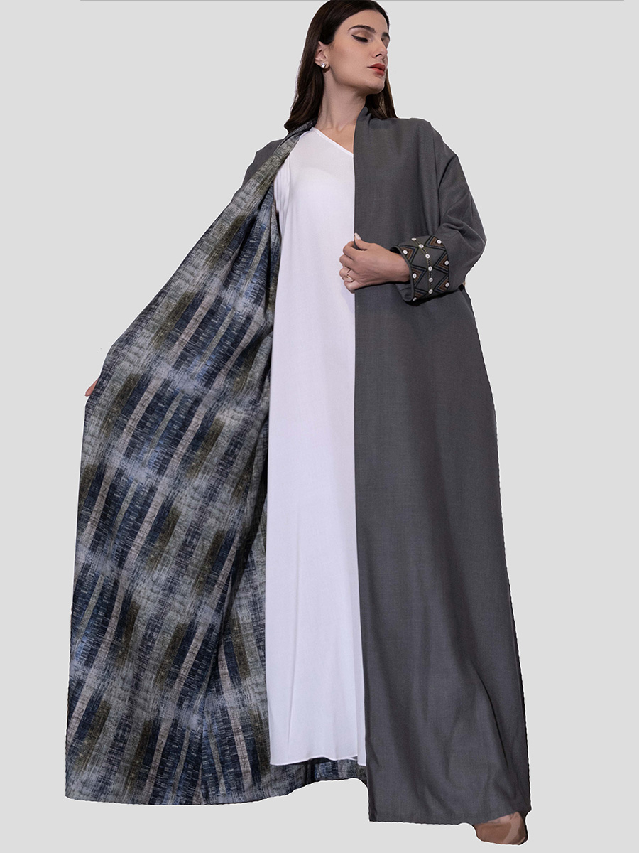 gray abaya with special liner